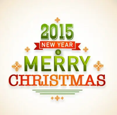 2015 new year and merry christmas label design vector