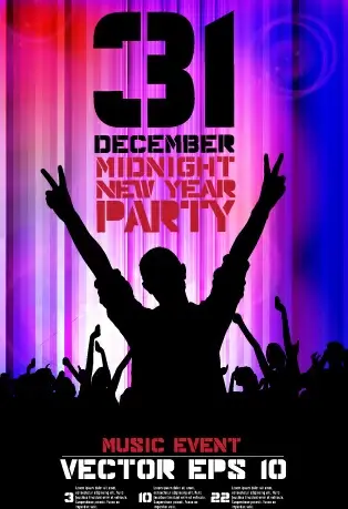 2015 new year midnight music party poster vector