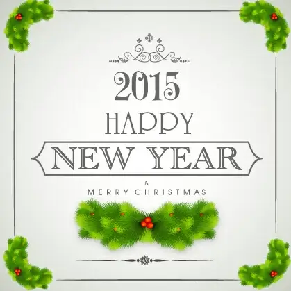 2015 new year with christmas frame and labels vector