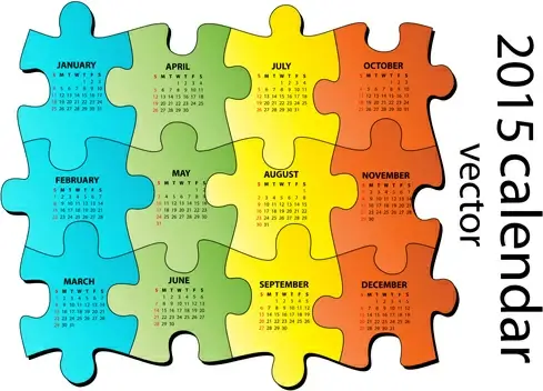 2015 puzzle calendar vector