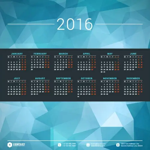 2016 company calendar creative design vector
