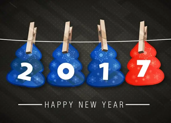 2017 new year banner with hanging numbers design