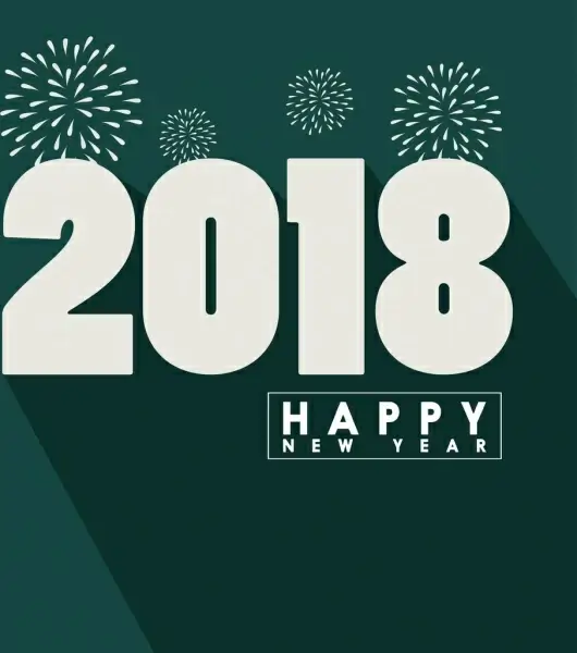 2018 new year background fireworks big number design