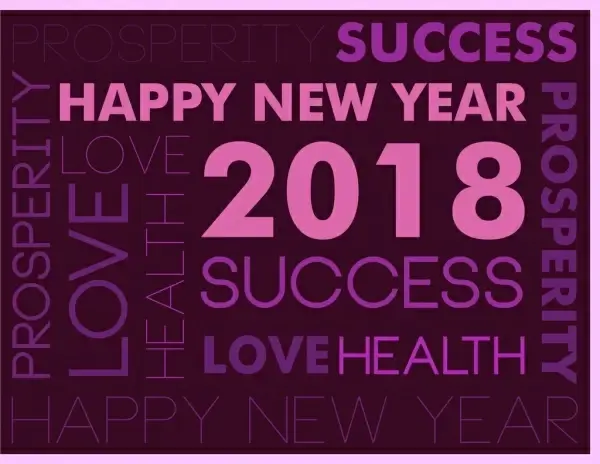 2018 new year background violet greeting texts decoration