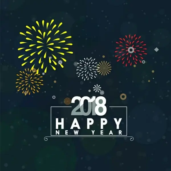 2018 new year banner colorful fireworks background