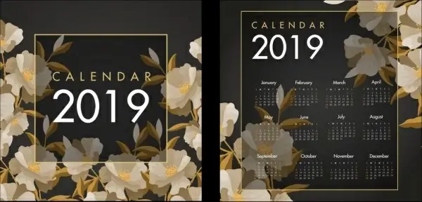2019 calendar backdrop transparent decor flowers icons