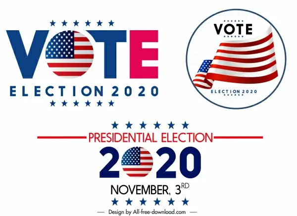 2020 usa election logos shiny modern colored design