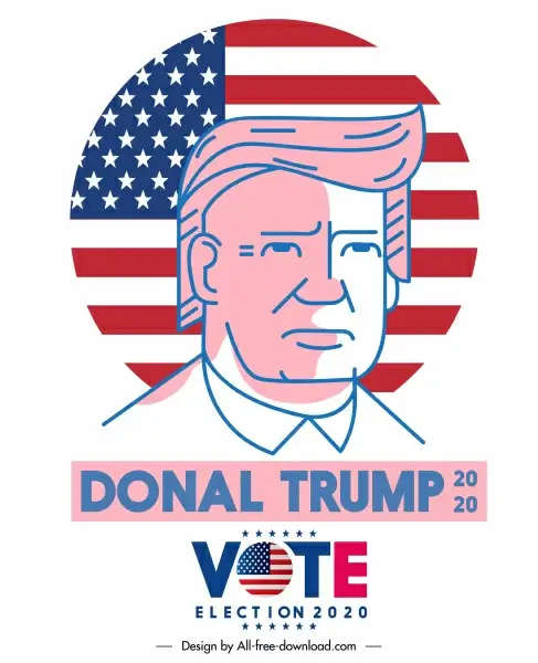 2020 usa election poster president portrait flag sketch