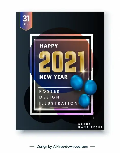 2021 new year poster sparkling modern elegance decor