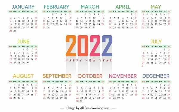 2022 calendar template elegant bright white plain decor