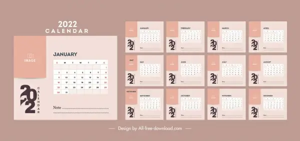 2022 calendar template simple plain decor