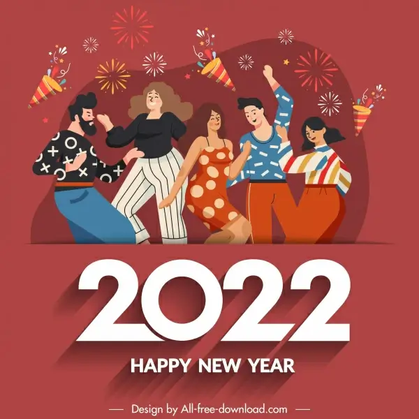 2022 happy new year banner cheering party