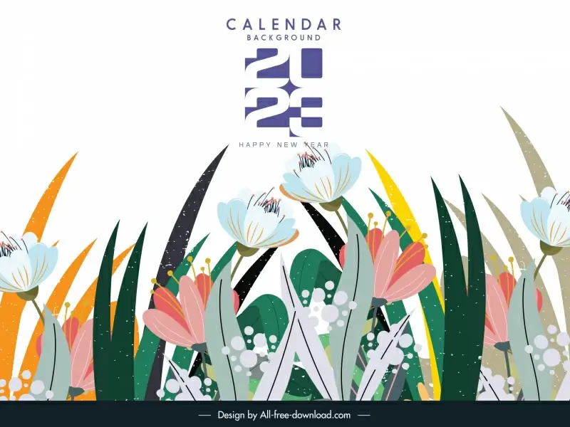 2023 calendar backdrop template  classical floral leaves scene sketch