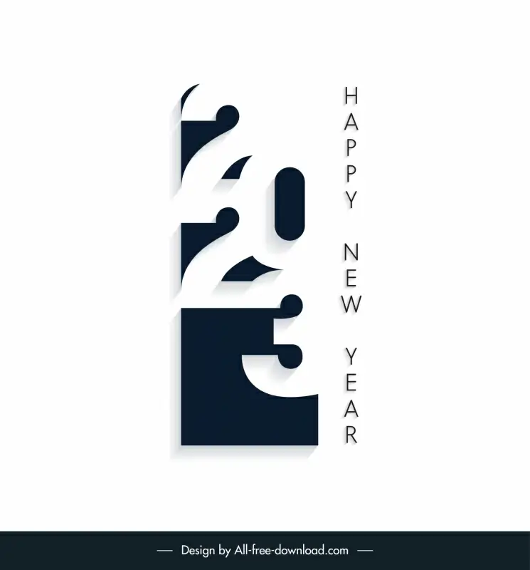 2023 text happy new year calendar design elements elegant contrast numbers layout