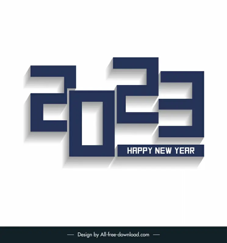 2023 text happy new year calendar design elements modern flat numbers design 