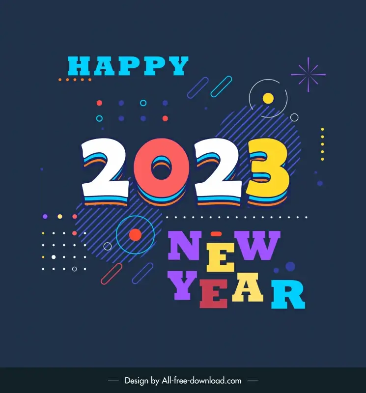 2023 text happy new year template dark contrast flat decor