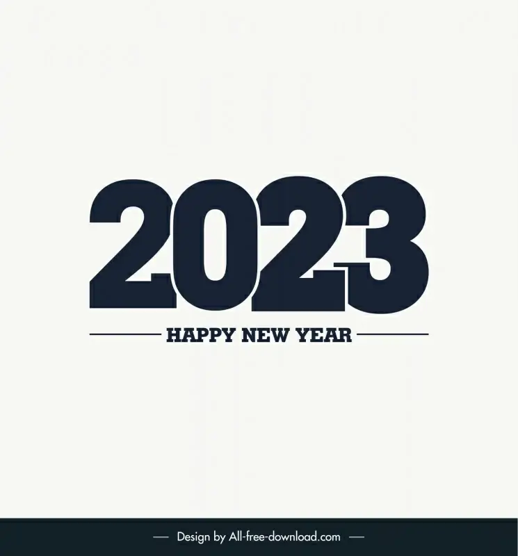 2023 text happy new year template flat simple contrast texts numbers decor