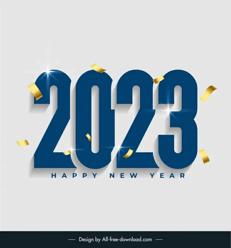 2023 text happy new year template luxury elegant dynamic shiny number dynamic confetti decor