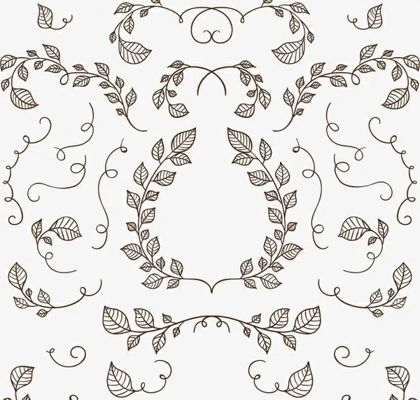 25 hand painted branches and leaves vector