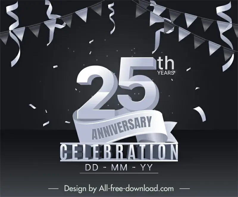 25th year anniversary background template dark 3d dynamic 