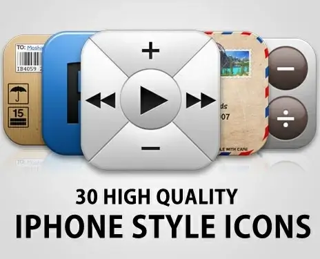 30 High Quality iPhone style Icon Set PSD