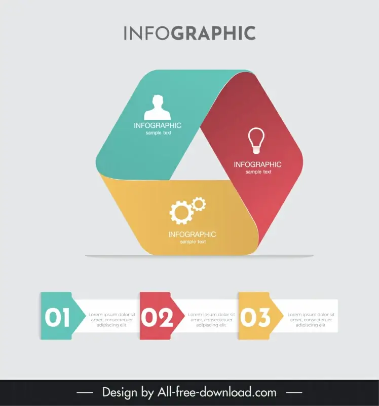 3 elements infographic template 3d cycle ui