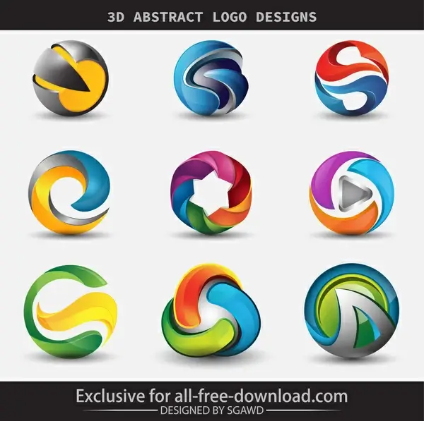 3d abstract logo designs