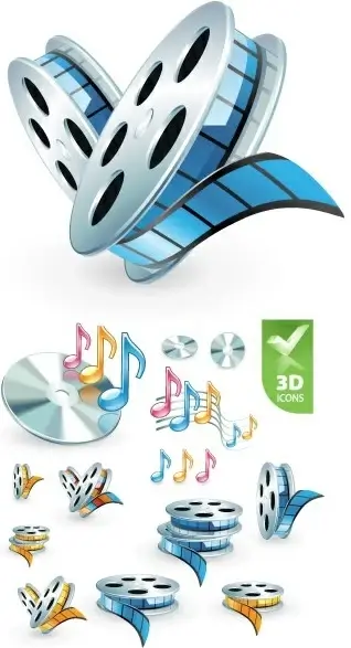 3d audio video icon vector