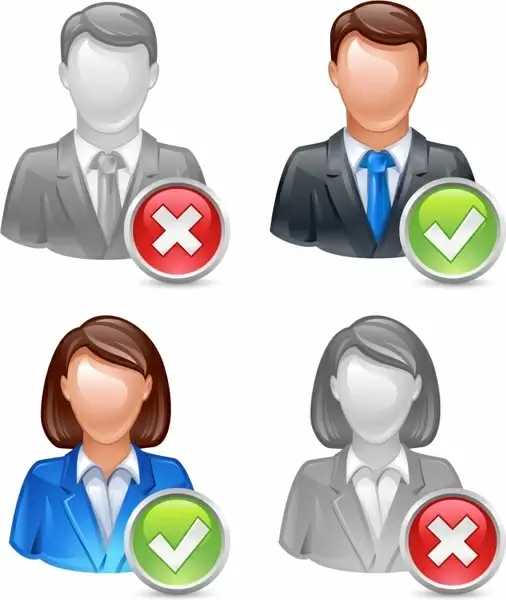 staff avatar icons modern colored 3d sketch
