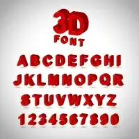 3d red letters and numbers vector