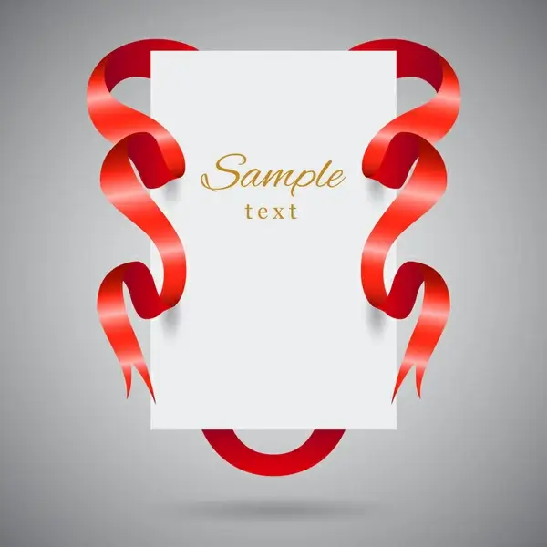 3d template with red ribbon around white sheet