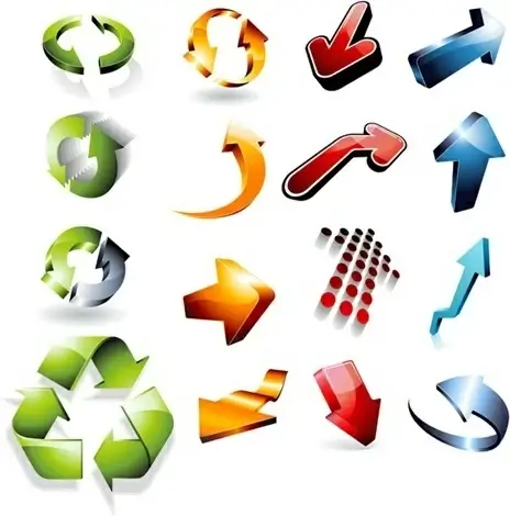 colorful arrow icons sets various 3d shapes