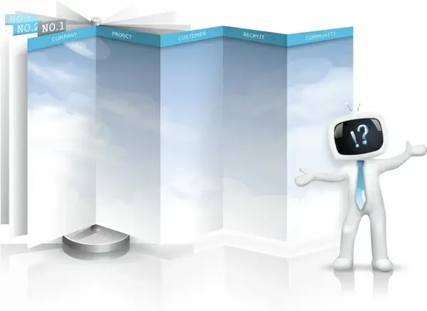 decorative presentation template modern 3d cloud wall robot
