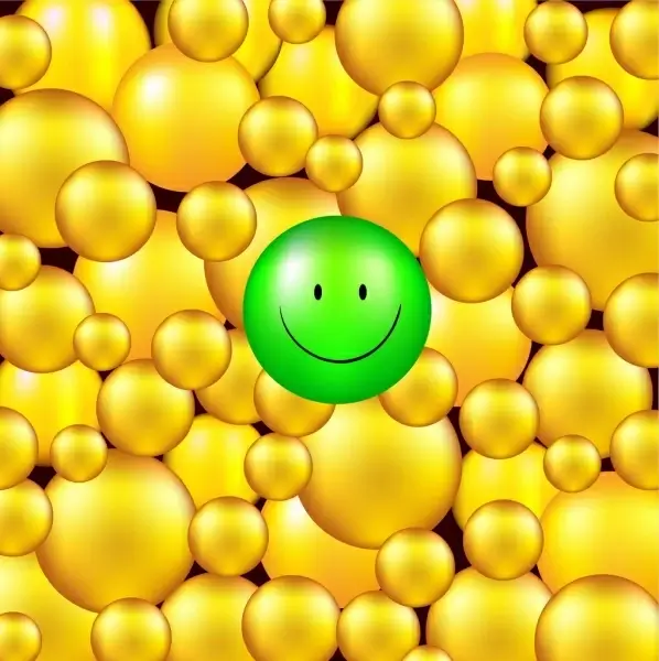3d yellow circles background emotional icon decor