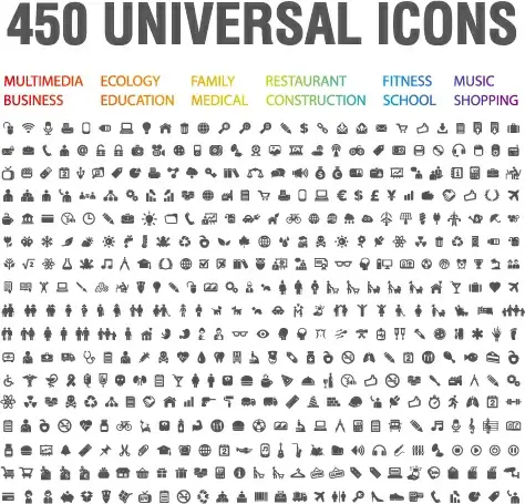 450 kind universal icons vector set