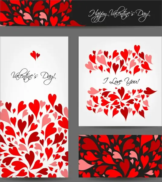 4 colorful red love card vector