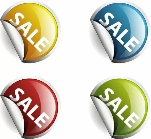4 Colors Round Labels or Stickers for Sale