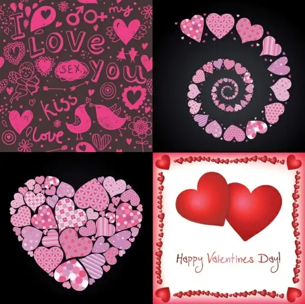 4 lovely valentine day vector elements