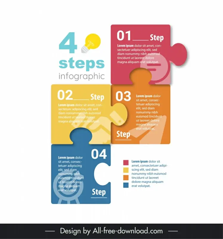 4 steps infographic template puzzle joints connection