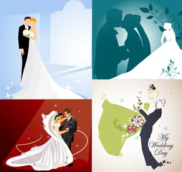 4 wedding wedding theme vector illustrator