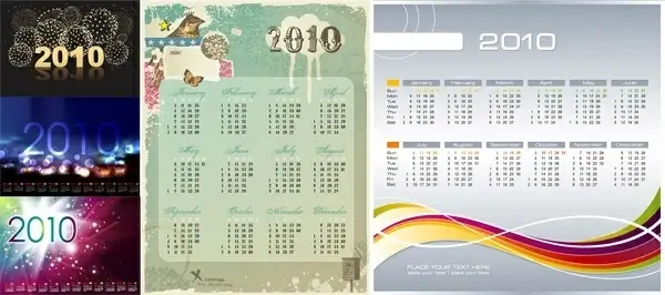 5 2010 calendar vector