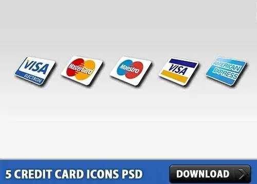 5 Credit Card Icons Free PSD