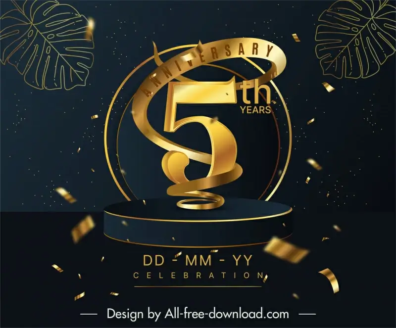 5th year anniversary background template modern dynamic 3d