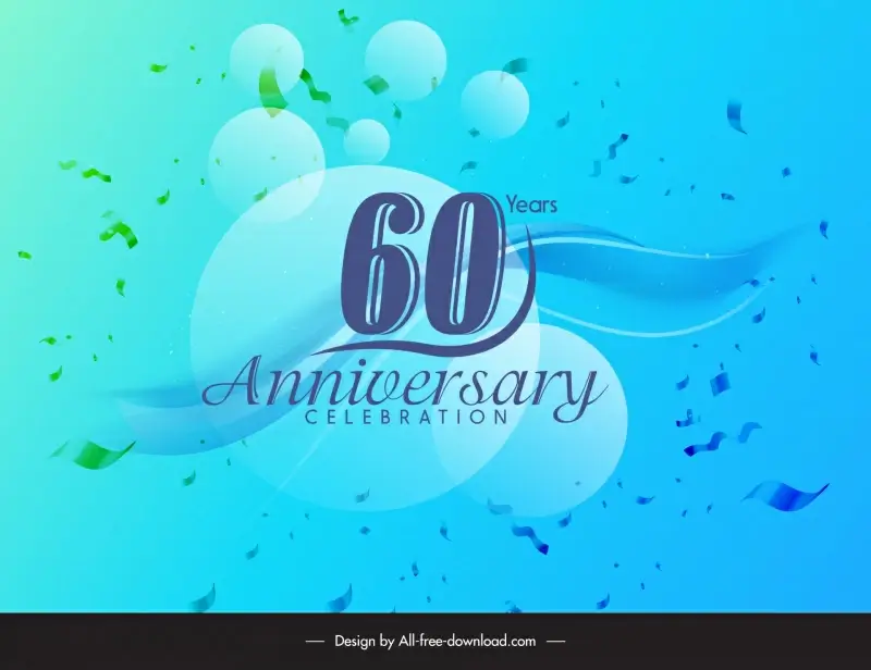 60th year anniversary background template dynamic confetti curves bokeh light 