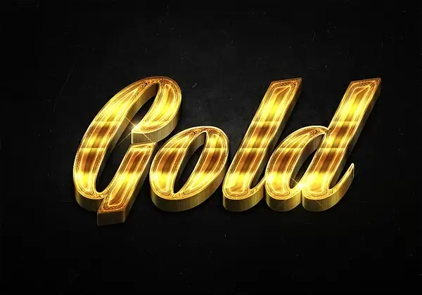 65 3d shiny gold text effects preview