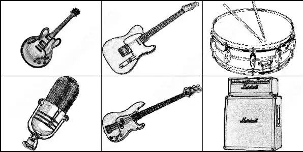 6 musical instruments brush