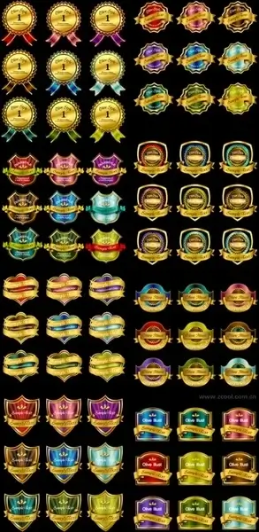 72 gold medals ribbon tag vector