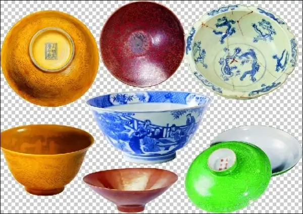 7 ceramic bowls wooden bowls psd pictures