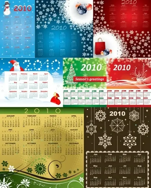 8 2010 calendar template vector