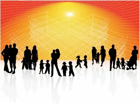 community background people icons 3d silhouette design